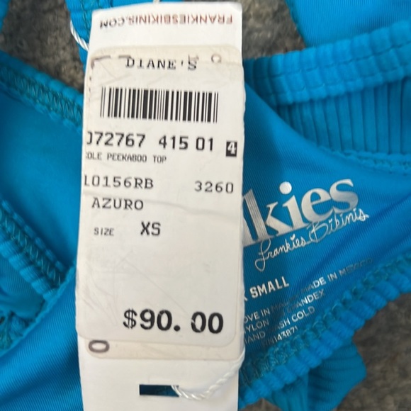 Frankie's Bikinis Cole Ribbed Scoop Bikini Top In Azuro (Blue) Size XS NWT - Picture 7 of 8